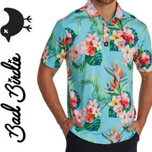 BAD BIRDIE POLO SHIRT GOLF PERFORMANCE TROPICS HAWAIIAN SZ SMALL  AESTHETIC CORE